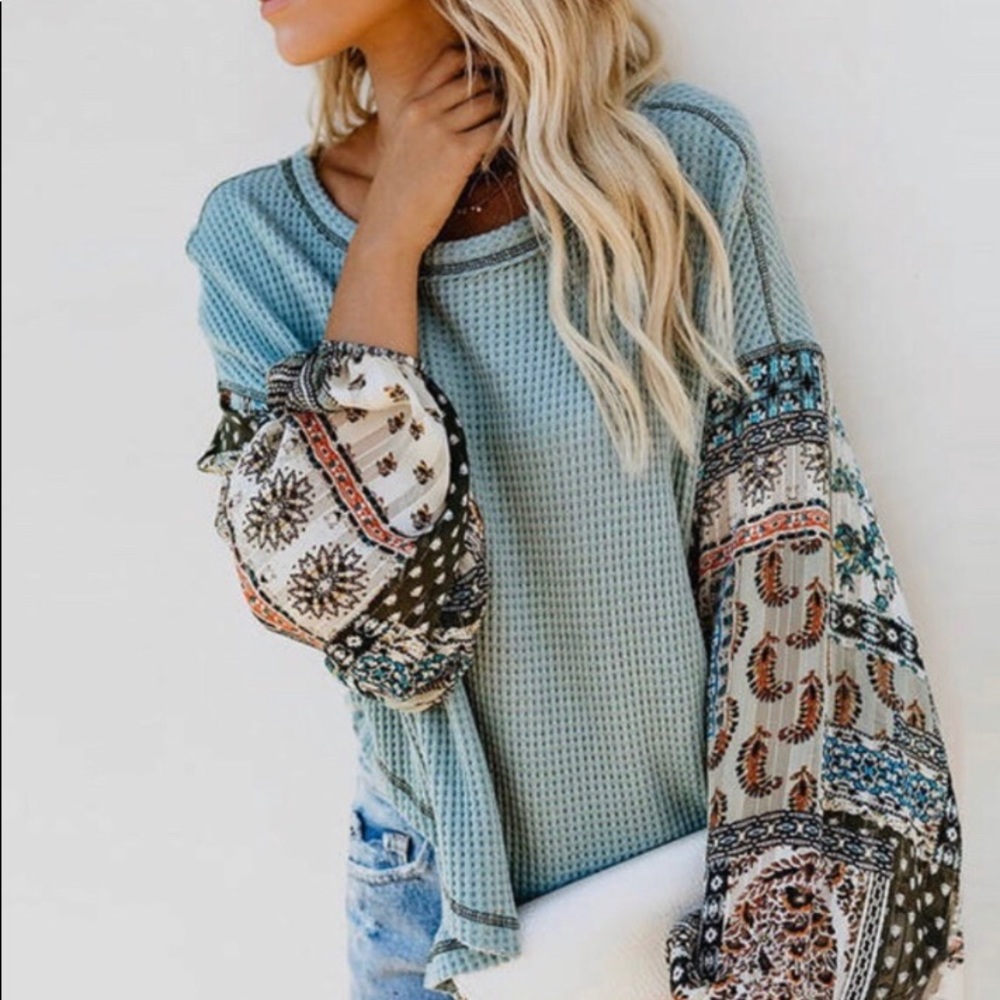 ▪️1 Med left! Bohemian Waffle Weave Chiffon Sleeve - Picture 2 of 3